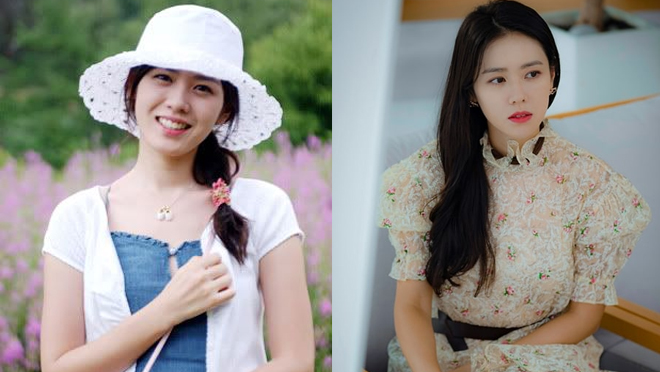 Son Ye Jin trong phim Hương mùa hè năm 2003 (trái) và phim Crash landing on you 2020.