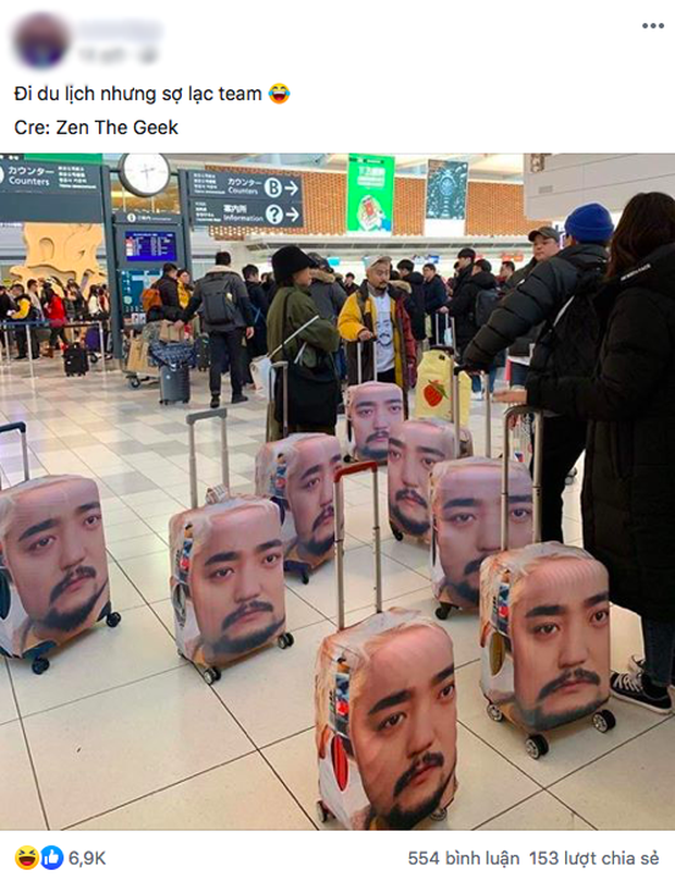 Hình ảnh những chiếc vali được in hình của nam nghệ sĩ hài Hàn Quốc.