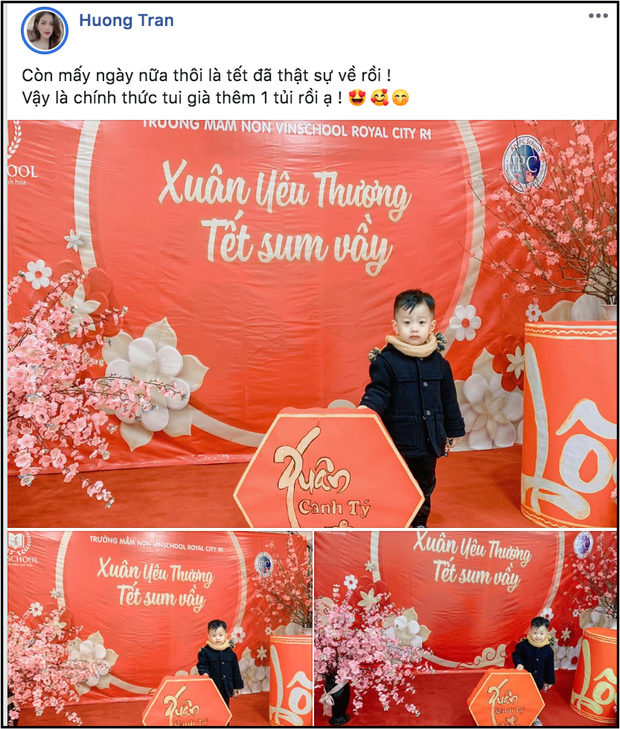 Hương Trần đăng tải hình ảnh đưa con trai tới trường dự ngày hội cuối năm.