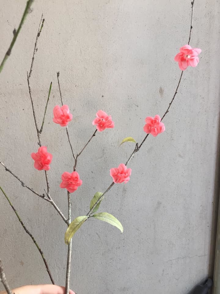 Cành hoa đào vô cùng xinh xắn mà lại rất dễ làm.