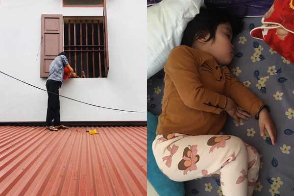 Bé gái chốt cửa vì dỗi bố mẹ rồi lăn ra ngủ.