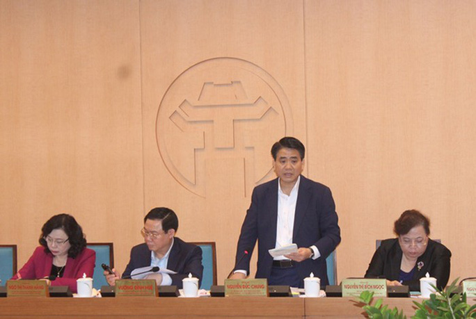 Chủ tịch UBND TP Hà Nội Nguyễn Đức Chung phát biểu tại hội nghị.