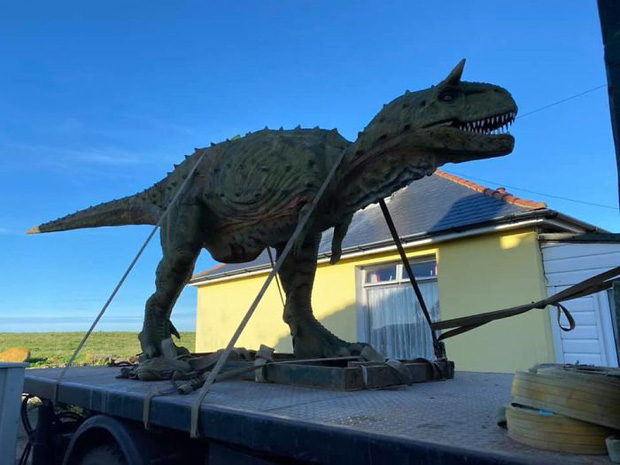 Những người giao hàng phải dùng xe tải cỡ lớn để vận chuyển chú khủng long này.