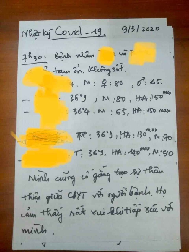 Nhật ký ngày 9/3/2020 của điều dưỡng Đặng Quốc Bảo