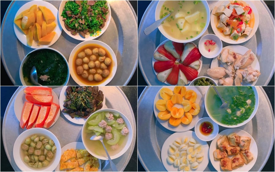 Những mâm cơm đa dạng món ăn với chi phí thấp của chị Thương.