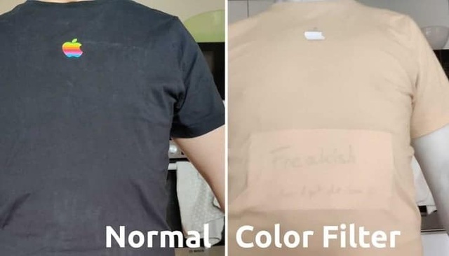 Bộ lọc màu của camera giúp nhìn xuyên qua chiếc áo.