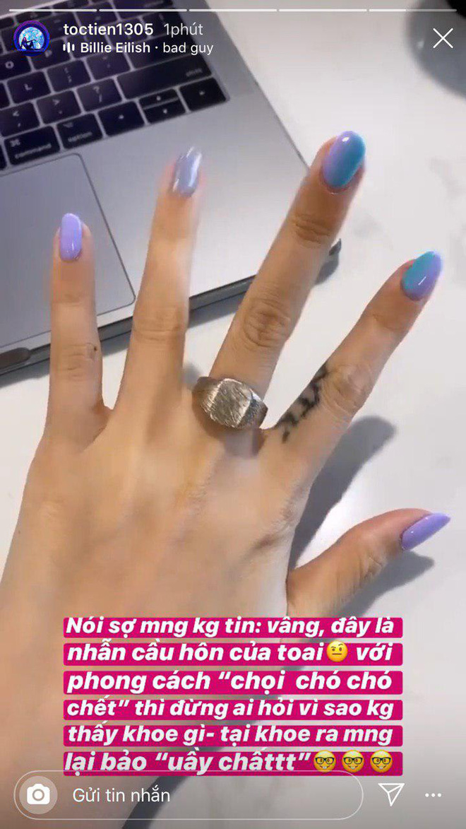 Nhìn nhẫn cầu hôn của Tóc Tiên, không biết dân tình sẽ thả “Haha” hay “Thương thương” nữa?