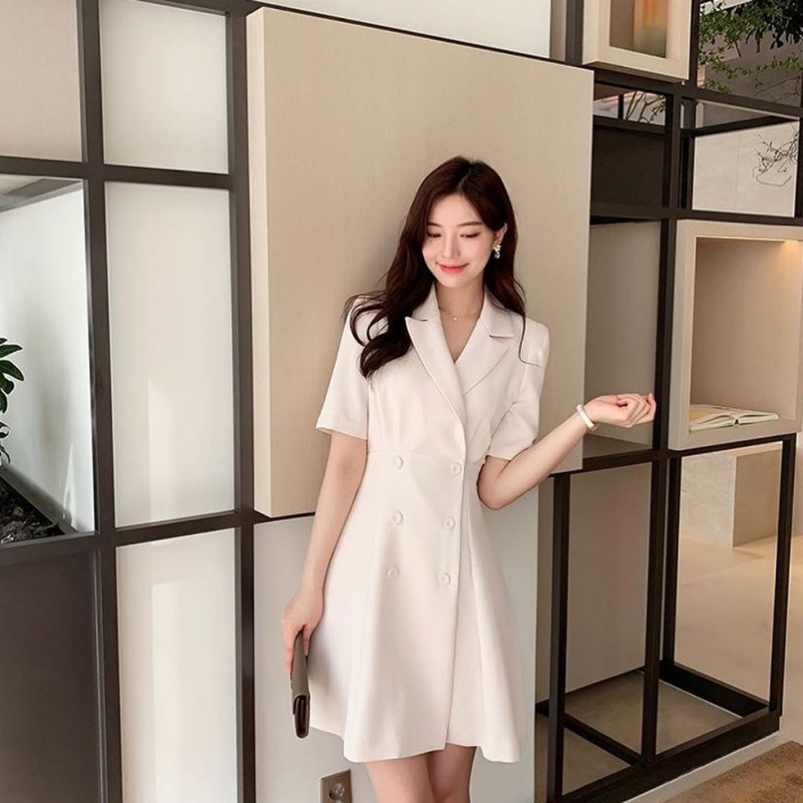 MS899 Váy đầm cổ vuông tay bồng chiết eo dáng xòe thanh lịch  Phu Linh   Fashion  More