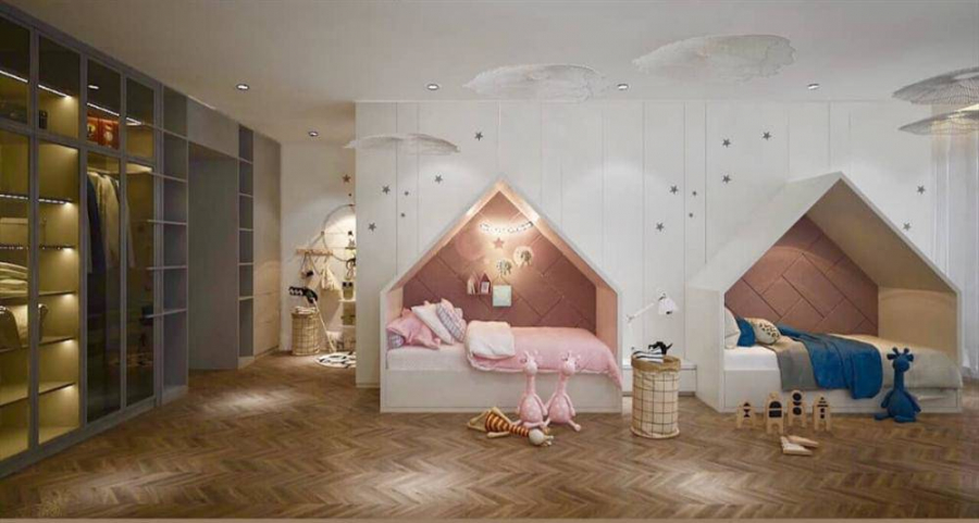 Đặc biệt, trong căn biệt thự này, Ngọc Trinh đã thiết kế riêng một phòng cho các con trong tương lai.