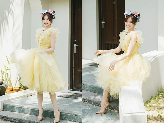 Khoe dáng trong chiếc váy như mượn của bà, Hari Won vẫn xinh xuất sắc
