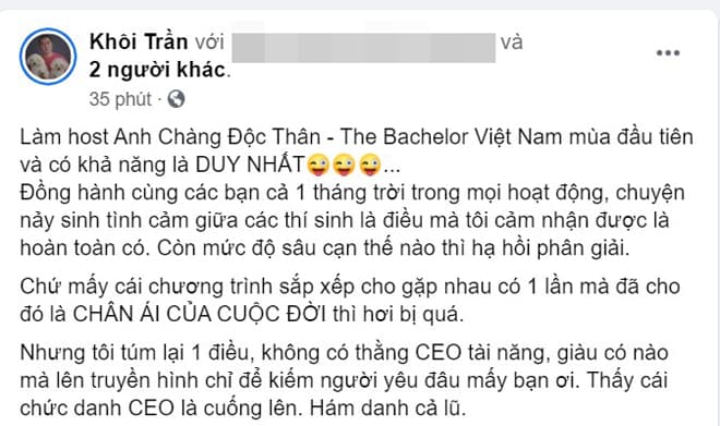 Khôi Trần nêu lên suy nghĩ của mình về những chương trình hẹn hò.
