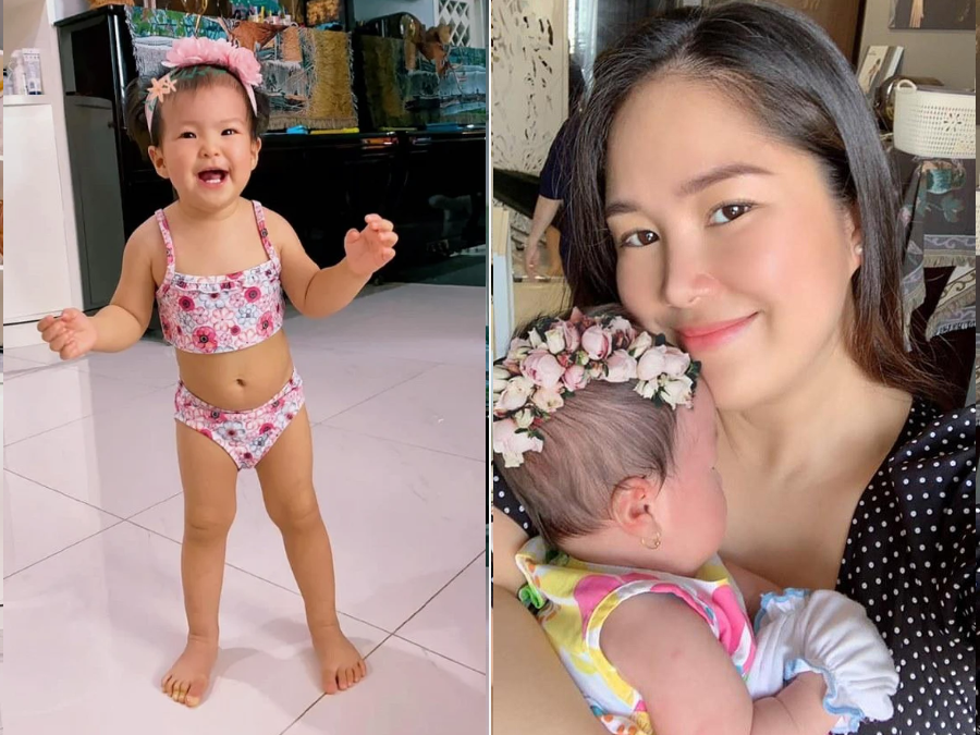 Mới đây, Lê Phương đăng tải hình ảnh con gái nhỏ diện bikini cực điệu, kèm thêm chiếc bờm hoa trên đầu rất sành điệu. Cô tiết lộ: 
