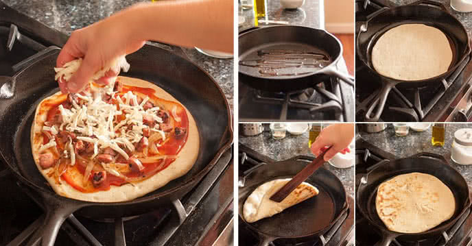 Không cần lò nướng chỉ với các bước làm đơn giản dưới đây là bạn đã có thể hoàn thành một chiếc bánh pizza bằng chảo chống dính cho cả gia đình.