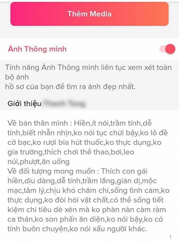 Tiêu chí này của anh chàng phải chăng là quá khắt khe