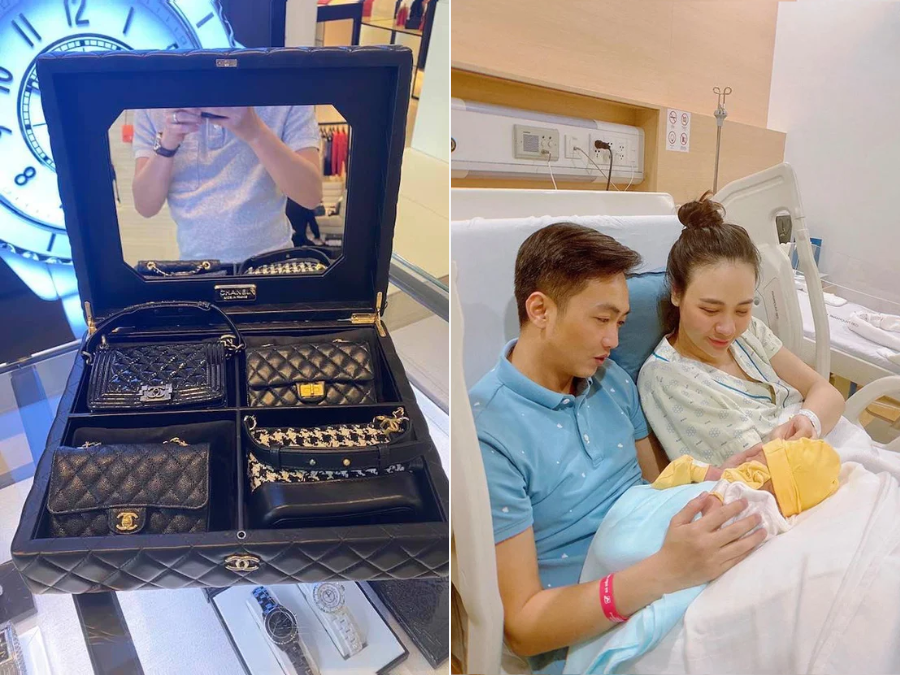 Mới hôm nào Cường Đô La còn khoe tủ quần áo sang chảnh như một cửa tiệm thu nhỏ cho tiểu công chúa. Hôm nay, ông xã Đàm Thu Trang tiếp tục khiến khán giả trầm trồ khi chi bội tiền mua túi hiệu dù Suchin chưa đầy 1 tháng tuổi. Theo tìm hiểu, những thiết kế nhỏ xinh này có giá lên đến vài chục triệu đến vài trăm triệu đồng. Bé Suchin quả là sinh ra đã ở vạch đích khi có bố mẹ là những người nổi tiếng, giàu có.