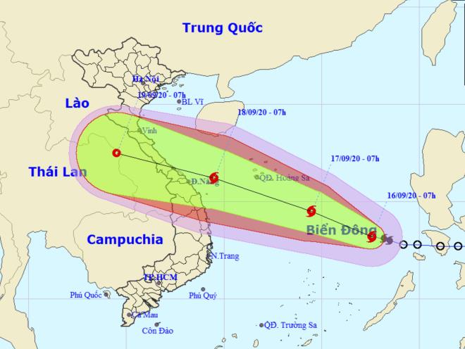 Hướng di chuyển của cơn bão số 5