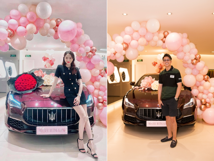 Hình ảnh Matt Liu đi tậu xe hơi 8 tỷ tặng Hương Giang, đã vậy chàng còn diện áo nàng mua cho nữa mới tình chứ.