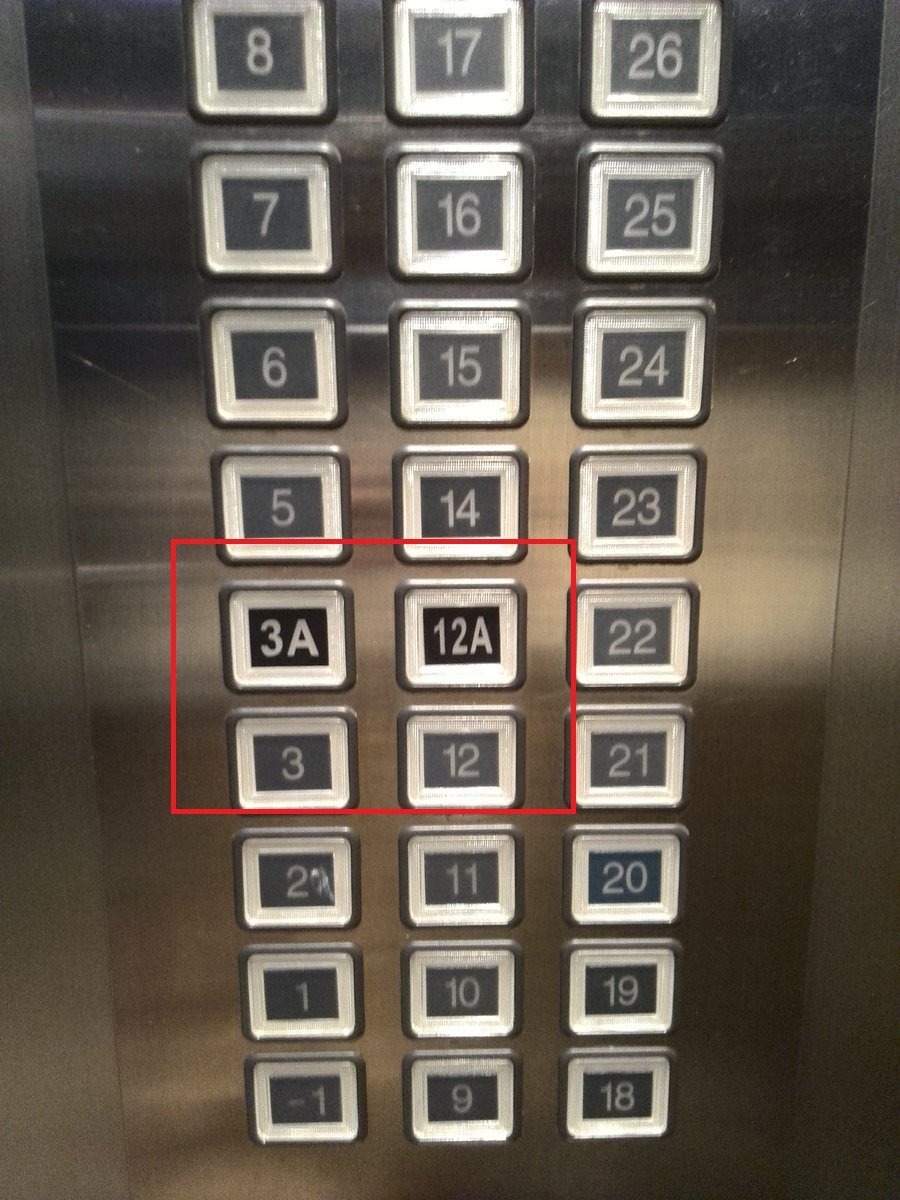 Thang máy của nhiều chung cư không có số 4 và số 13.