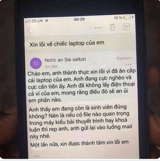 Đoạn tin nhắn được cho là của tên trộm gửi cho nạn nhân khiến cộng đồng mạng