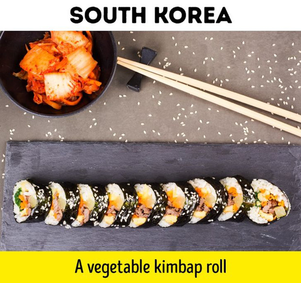 Hàn Quốc - Một suất kimbap: Nếu có dịp du lịch đến đất nước Hàn Quốc, hãy nhớ đừng bỏ qua những món ăn vặt đường phố vừa ngon lại vừa rẻ ở đây.