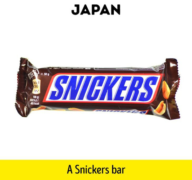 Nhật Bản - Một thanh socola Snickers: Nhật Bản là một trong những đất nước đắt đỏ nhất thế giới. Với 1 USD, bạn chỉ có thể mua cho mình một thanh Snickers - món ăn vặt được làm từ socola, đậu phộng, kẹo nougat và caramel.  