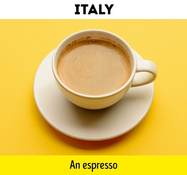 Ý - 1 ly cafe espresso: Ý nổi tiếng là một đất nước du lịch đắt đỏ. Mỗi bữa ăn rẻ và nhanh cho một người rơi vào ít nhất là 5 euro (khoảng 150 nghìn).  