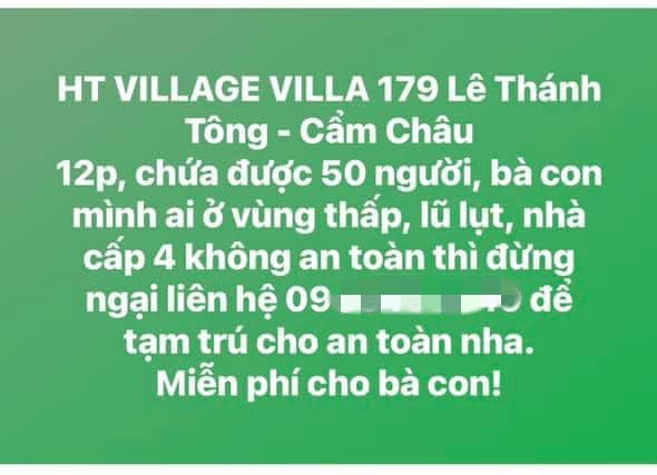 Tình người đáng trân quý của người dân Hội An (Nguồn ảnh: Fanpage Trần Lô Na/Cháo hành miễn phí)