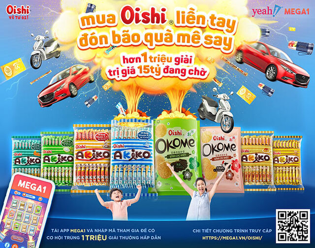 Ăn Oishi thả ga, trúng ngay xe Mazda, Piaggio và hàng triệu phần quà hấp dẫn khác, còn gì tuyệt vời hơn?