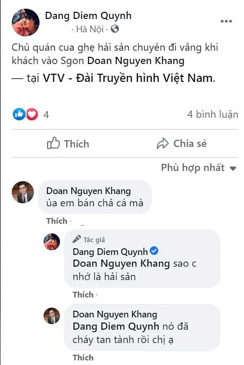 MC Diễm Quỳnh đăng tải hình chụp cùng Nguyên Kháng. Cô viết: 