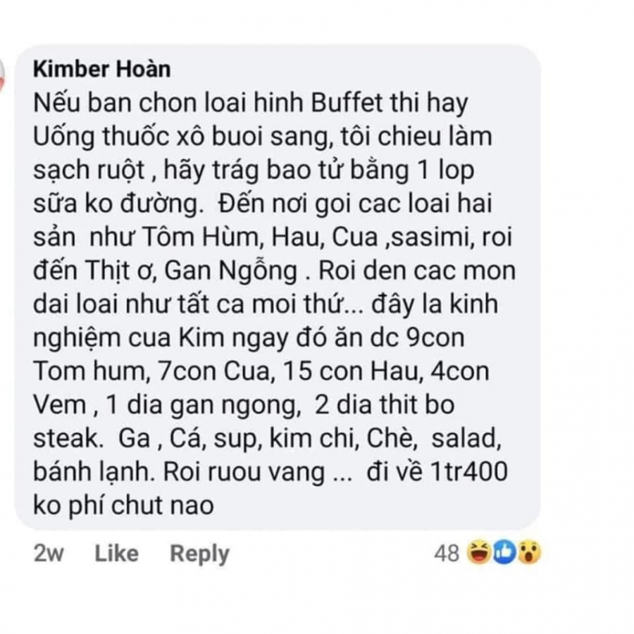 Đây là kinh nghiệm của người có khả năng ăn khỏe, ăn nhiệt tình!