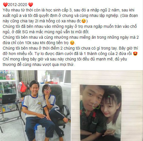 Bài chia sẻ về câu chuyện tình yêu của cặp đôi (Ảnh: Bao lâu chia tay)