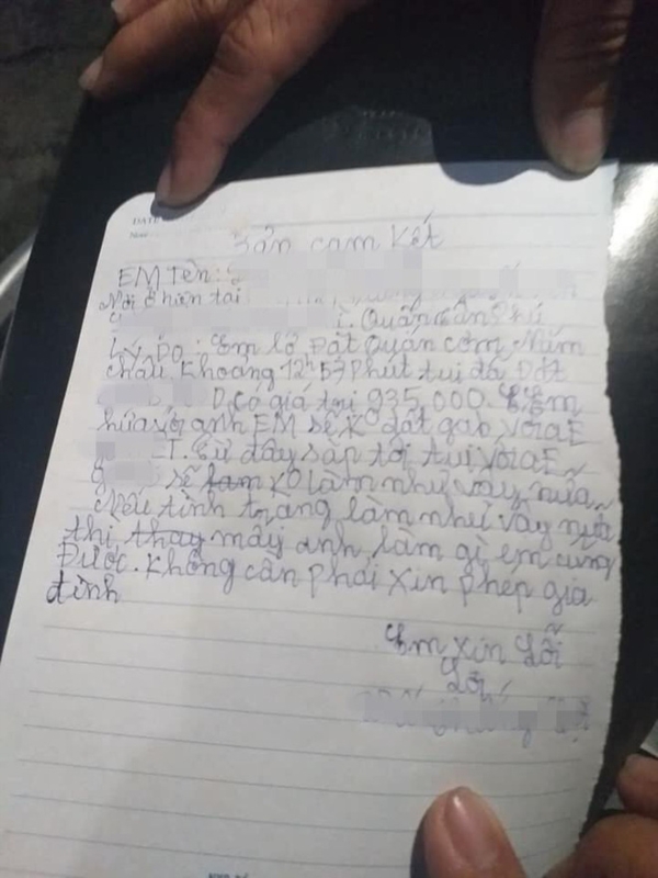 Tờ đơn cam kết của thanh niên