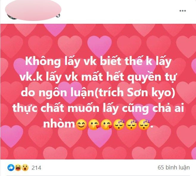 Dòng trạng thái gây chú ý của chú rể Đức H. (Ảnh chụp màn hình).