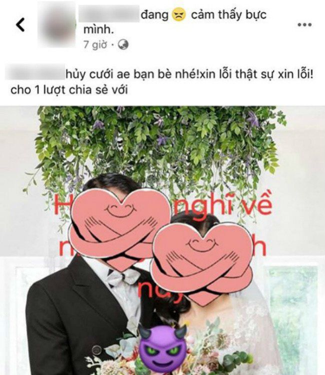 Chú rể Đức H. thông báo mình đã hủy cưới, bạn bè vào chia sẻ, động viên anh chàng.