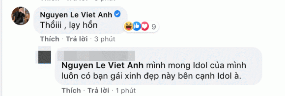 Bình luận và thái độ của Việt Anh cho thấy cả hai đang giữ mối quan hệ hòa bình sau những ồn ào đấu tố thời gian trước.