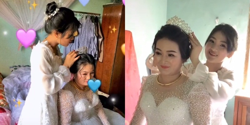 Nhan sắc hai mẹ con gây chú ý (Ảnh cắt từ clip)