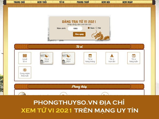 Phongthuyso.vn địa chỉ xem tử vi 2021 trên mạng uy tín