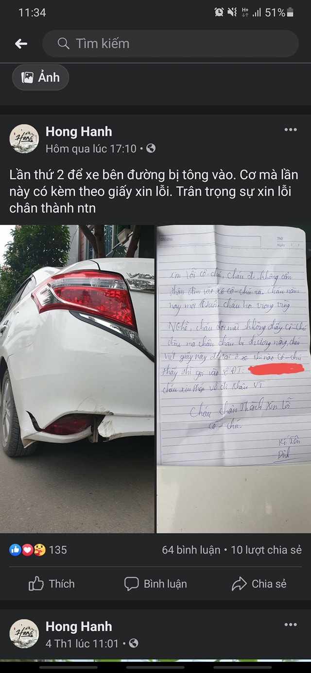 Cô bạn chuia sẻ dòng trạng thái của cô giáo khi nhận được bức thư xin lỗi từ cậu bé (Ảnh: Ha Kieu Anh/ Group Cháo hành miễn phí)