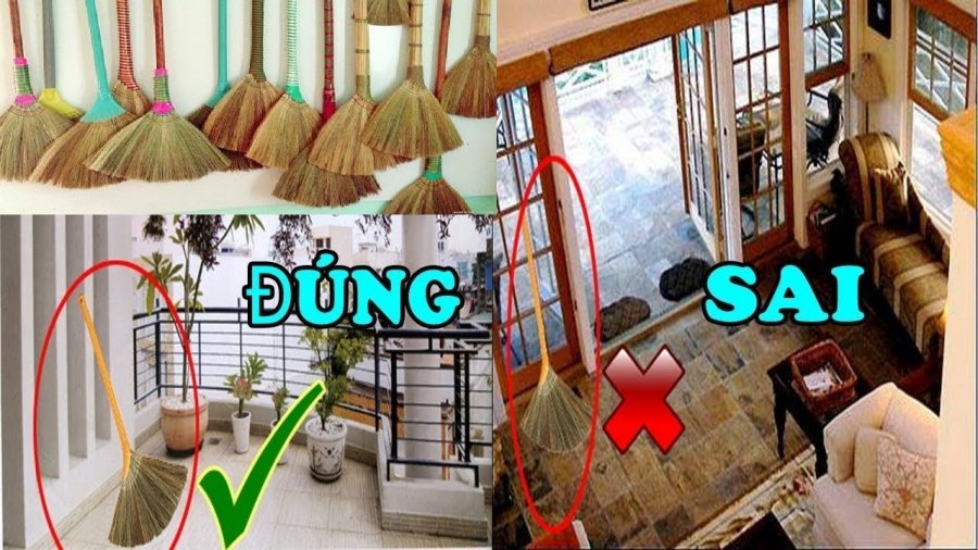 Không đặt chổi ở cửa ra vào