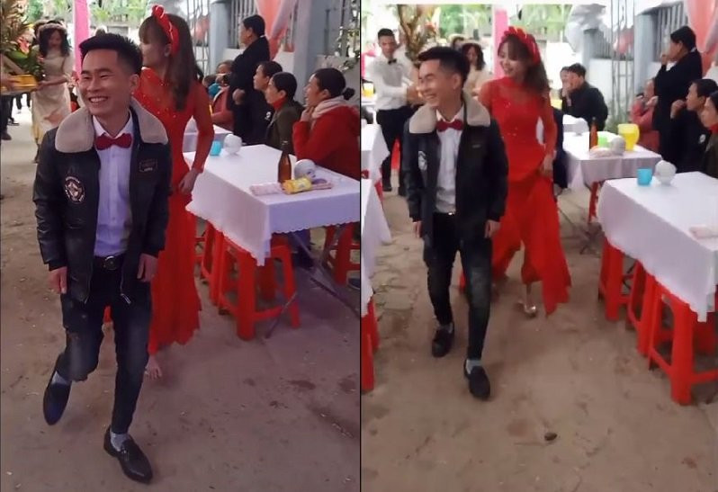 Hình ảnh được cắt từ clip cho rằng chú rể mới 15 tuổi