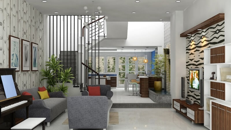 Không thiết kế bếp thẳng cửa chính