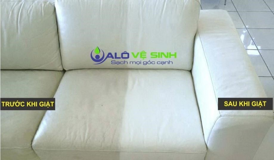 Hình ảnh trước và sau khi giặt ghế sofa của ALo Vệ Sinh