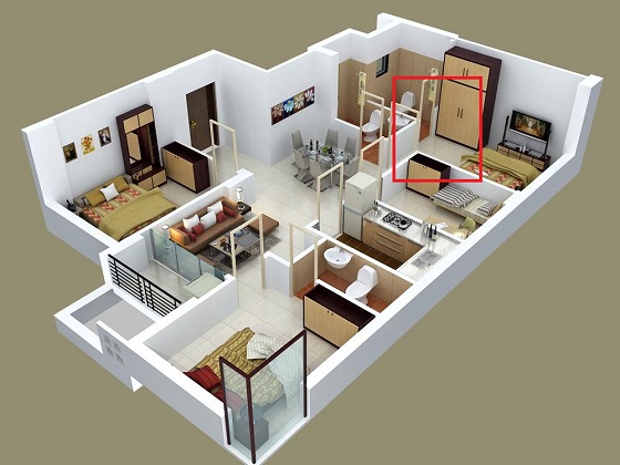 Giường ngủ không được đối diện nhà tắm, nhà vệ sinh