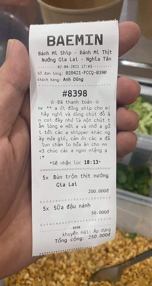 Lời nhắn của khách hàng đầy đáng yêu
