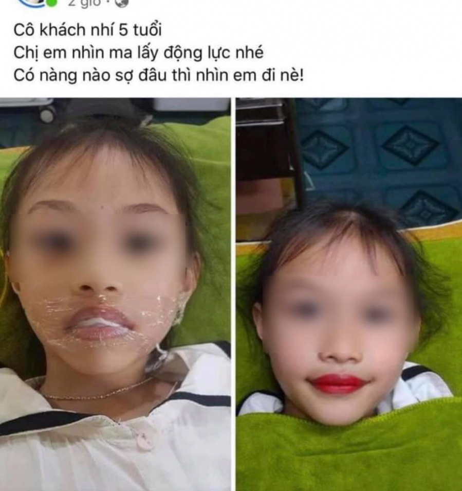 Hình ảnh cô bé xăm môi khiến dân mạng phản ánh dữ dội (Ảnh: Như Quỳnh/Group Khóc thuê)