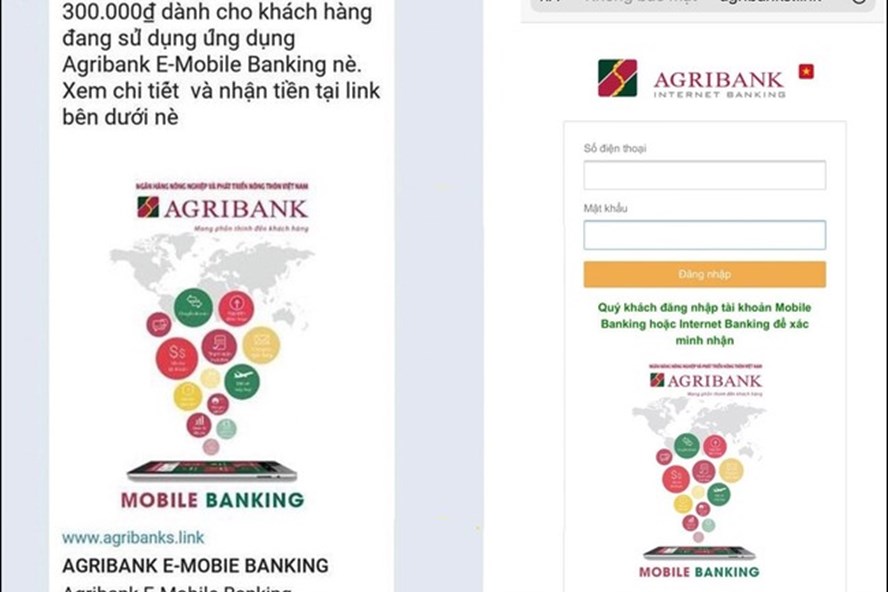 Hình ảnh một trang web mạo danh ngân hàng, lừa đảo người dân (Ảnh: Báo Lao động)