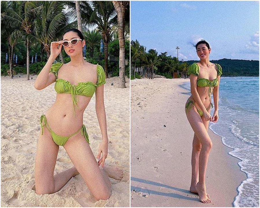 Ninh Dương Lan Ngọc bắt trend tông màu xanh lá khoe ngực căng đầy, eo thon dáng chuẩn