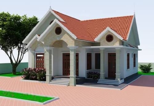 Nhà cấp 4 mái thái có sân vườn