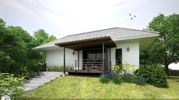 Nếu sở hữu một mảnh đất rộng, bạn có thể cân nhắc tới mẫu nhà cấp 4 có khoảng sân vườn rộng phía trước, tạo thêm sự thông thoáng cho căn nhà.