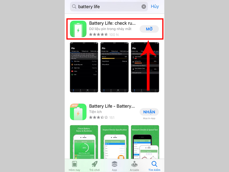 Phần mềm Battery Life giúp kiểm tra tình trạng pin điện thoại.